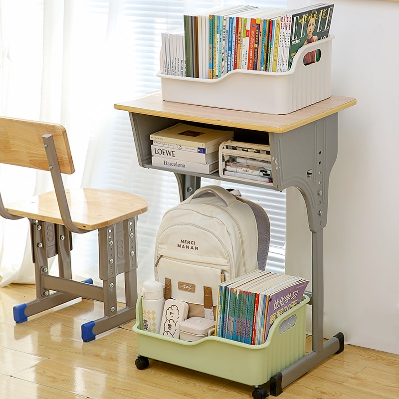 速发收车架书包放置神器置物架带轮可推动小移纳书箱高中生教室用