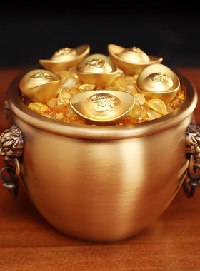 速发故宫吉祥店件聚宝盆摆缸招财家用客厅办公室摆件铜铺开业礼品