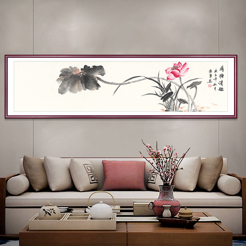 速发国画写意花鸟新中式客厅装饰画牡丹主卧室床头办公挂画酒店水图片