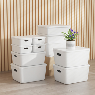 速发收纳调桌面杂物整理箱客厅衣柜衣箱收纳带盖储物物厨房盒料置