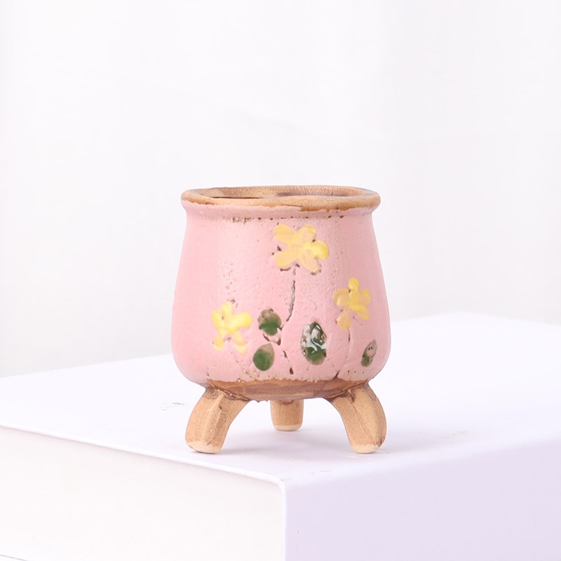 速发韩式拇指控型盆粗号桃蛋神P生石花P器多肉花盆带脚小陶透气