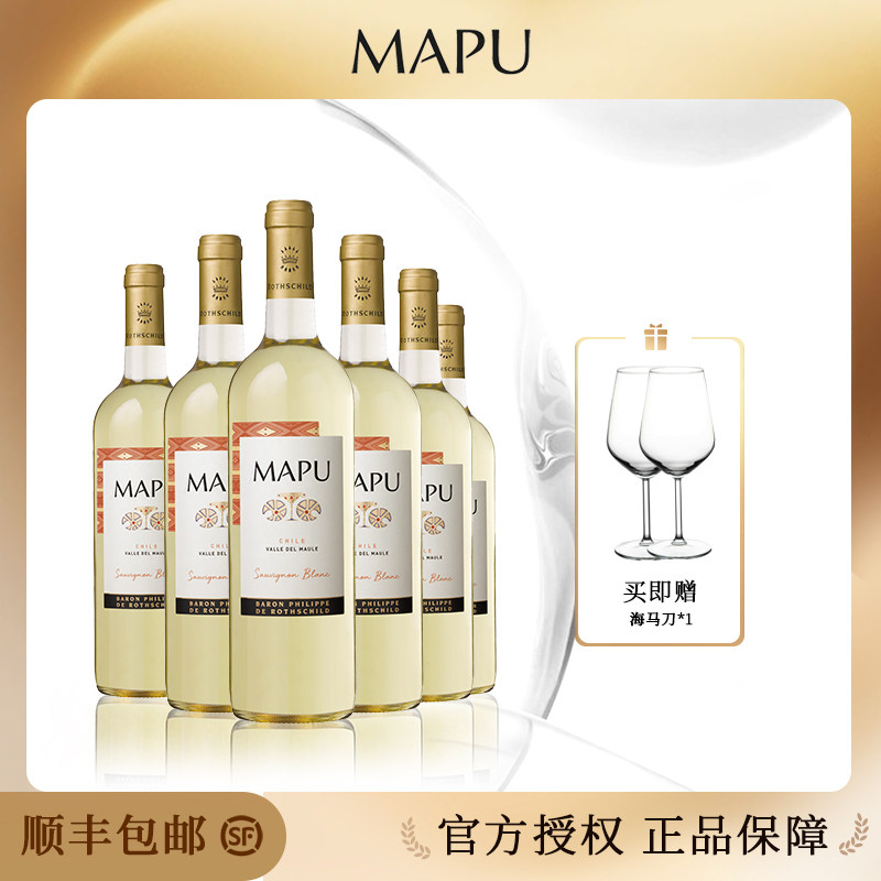 轩尼诗红酒智利原瓶大地长相思干白葡萄酒6支装整箱 顺丰包邮