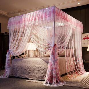 艾晶美家纺宫廷落地蚊帐加密印花帐纱25加粗不锈钢支架网供