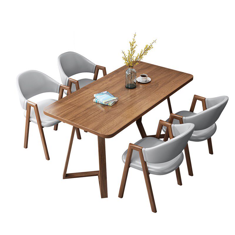 家用餐桌椅组e合轻奢长方形吃饭桌子快餐店奶茶甜品店餐厅桌椅组