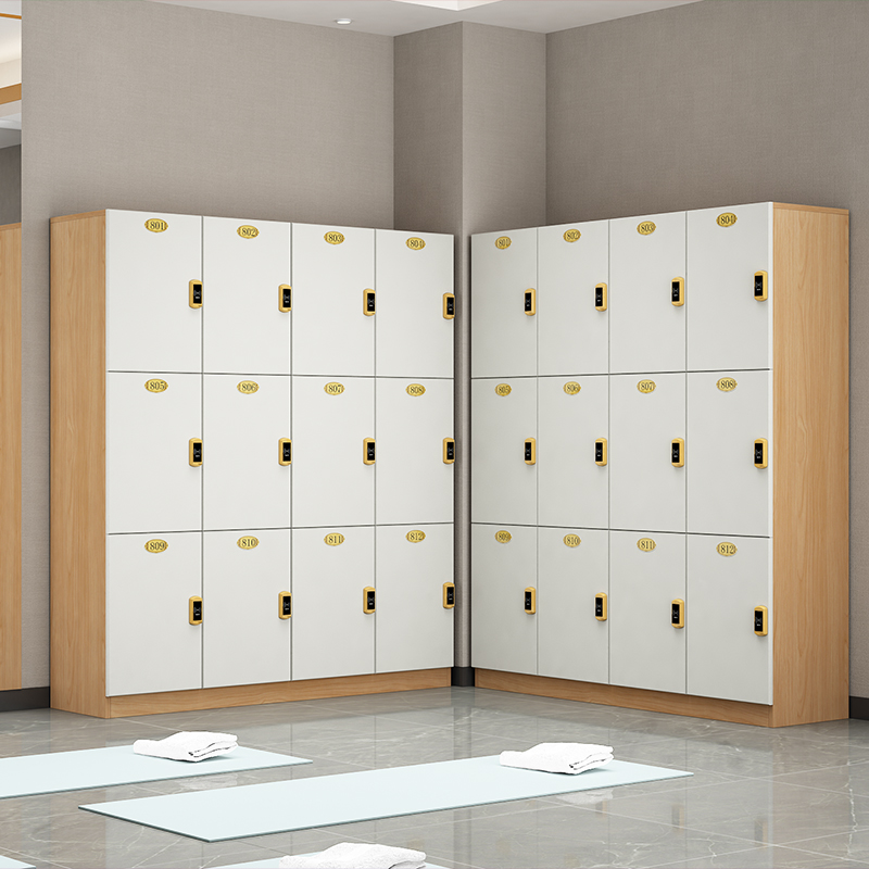 原木色更衣d柜员工柜木质理发店存包柜健身房瑜伽储物柜美发店带