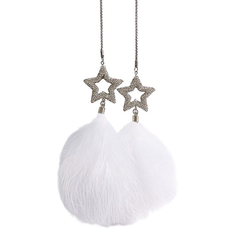 汽车后视镜羽f毛挂件车载用挂饰吊坠ins车内饰水晶车挂英文字母女