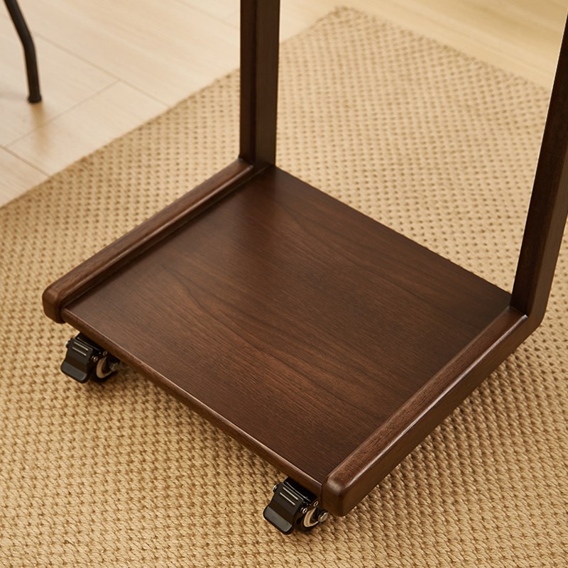 实木可移a动桌子带轮电脑桌沙发边几柜迷你茶几客厅家用方角几茶