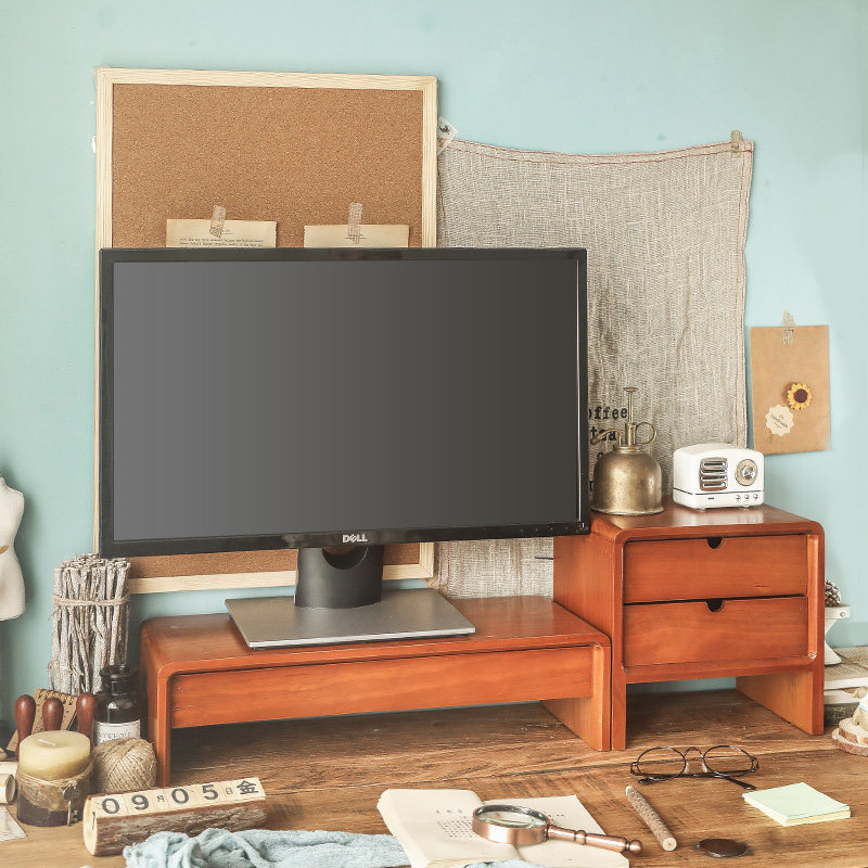 电脑增高架垫台式屏幕显示器支架办公室桌面收纳盒键盘.置物架木