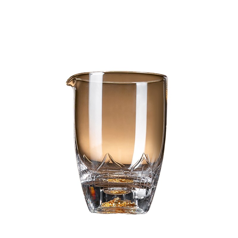 水晶茶具金箔公杯透明耐热玻璃公道杯茶漏组合高档功X夫茶海分茶