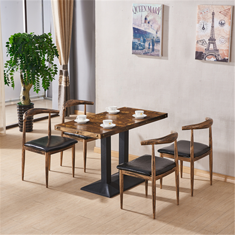 铁艺牛角椅饭店餐饮主题餐u厅小吃面馆烧烤奶茶甜品店快餐桌椅组