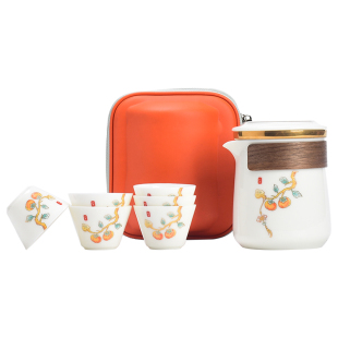 旅行茶具套装 小套快客 户外简约泡茶器羊脂玉茶杯白瓷茶壶T便携式