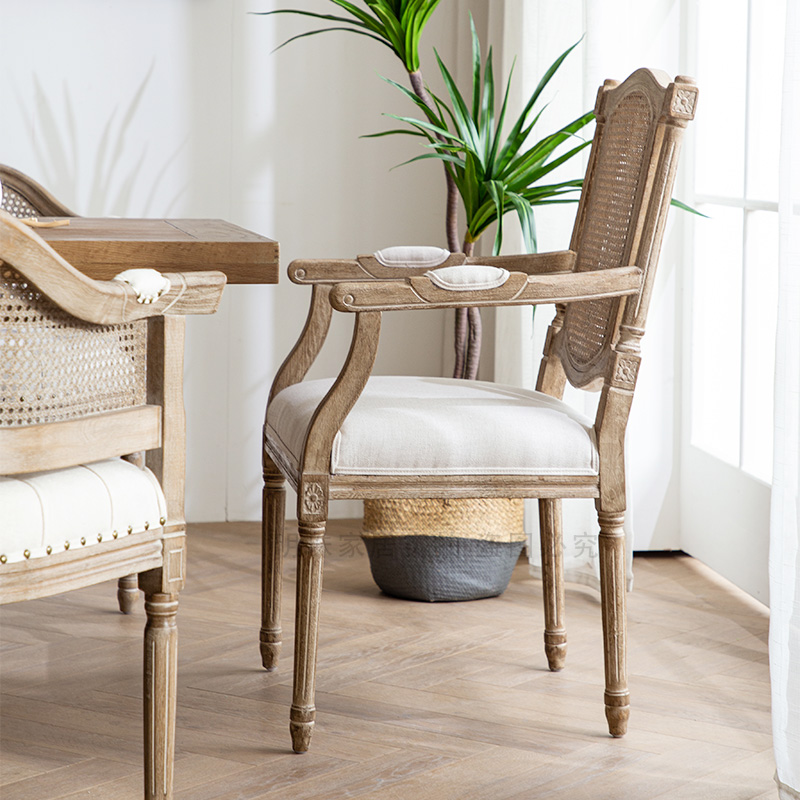 复古椅子法式轻奢扶手椅美式餐A厅餐椅创意婚纱影楼售楼处洽谈桌
