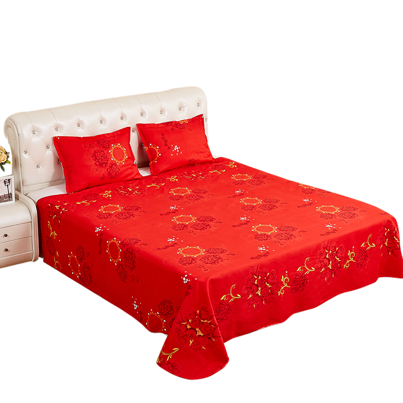 大红色床单d单件1.8m床磨毛加厚加大婚庆炕单4米结婚床单双人被单