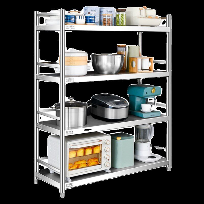 304加厚不锈钢货架落q地多层家用置物架杂物仓库阳台收纳储物架子