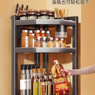 厨房多功能转角调味品置物架台面三角调料L架盐调味罐收纳盒酱油