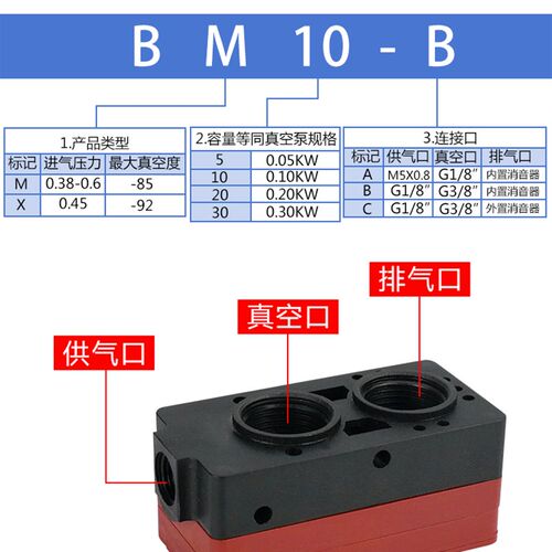气动迷你多级真空发生器大吸力大流量BM/BX05/10/20/V30-C-B-A