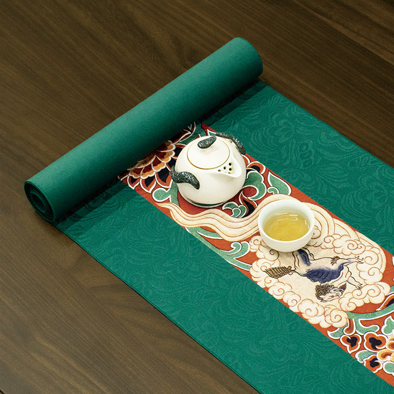 敦煌瑞兽新中f式防水加厚茶席防滑桌旗茶几茶桌茶台垫布织锦缎纹,居家布艺,桌旗,淘宝优惠券,粉丝福利购,淘宝优惠卷