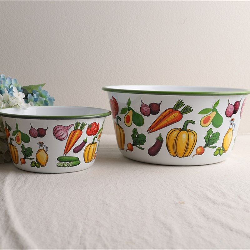 印象搪瓷 出口芬兰 蔬菜水果系列沙拉碗搪瓷汤碗珐琅W水果盆和面,餐饮具,碗,淘宝优惠券,粉丝福利购,淘宝优惠卷