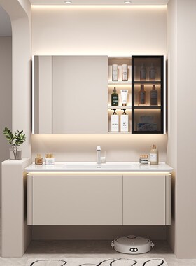 定制奶油风浴室柜陶瓷一m体盆68/78CM88公分98/108厘米118CM洗漱