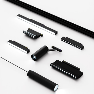 磁吸轨道灯c嵌入式暗藏无主灯客厅照明家用明装射灯卧室过道线性