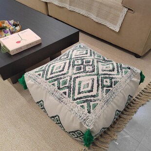 高弹支撑方形流苏复古风墩子凳子中式矮凳蒲Q团垫懒人坐垫可拆洗