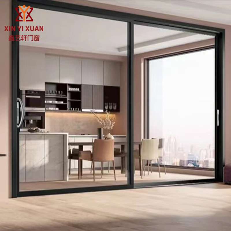 佛山断桥铝门窗铝合金阳台厨房玻璃隔断移门室内开放式一体推拉门