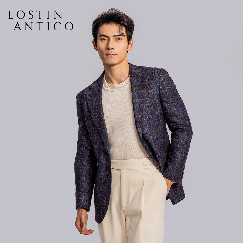 意式简约格纹商务休闲西服
