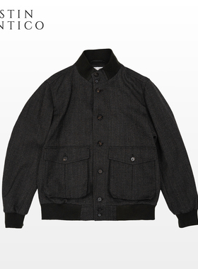 意大利复古A1男士立领飞行员夹克纽扣百搭双口袋羊毛休闲长袖外套