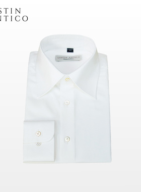 意式长尖领高级感男商务通勤休闲衬衫桑蚕丝轻奢长袖正装白色衬衣