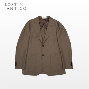 意大利Tallia四季款香槟金全麻衬商务休闲平驳领男单排扣西装套装