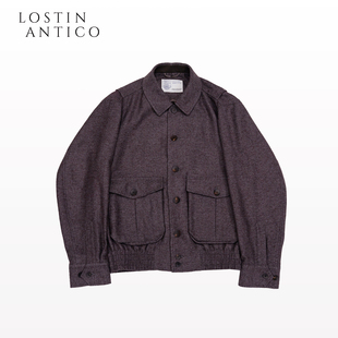 英国MOON进口面料A2翻领长袖 飞行员商务休闲夹克粗纺羊毛休闲外套
