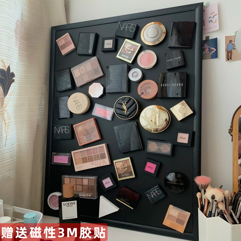 磁吸黑板化妆墙化妆磁吸墙置物架展示架家用磁吸板磁铁冰箱贴展
