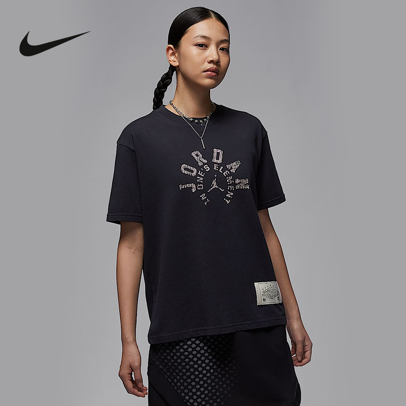 Nike耐克Jordan女下站东单速干T恤飞人图案印花短袖夏 HV1273-045
