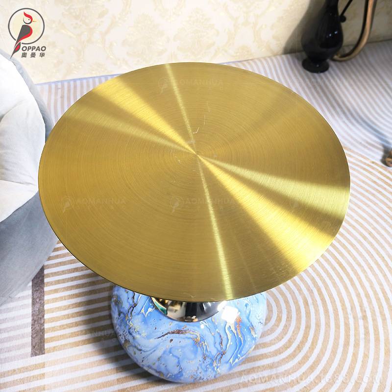 轻奢圆茶几超晶石沙发边几现代简约不锈钢角几床头柜托盘小桌子