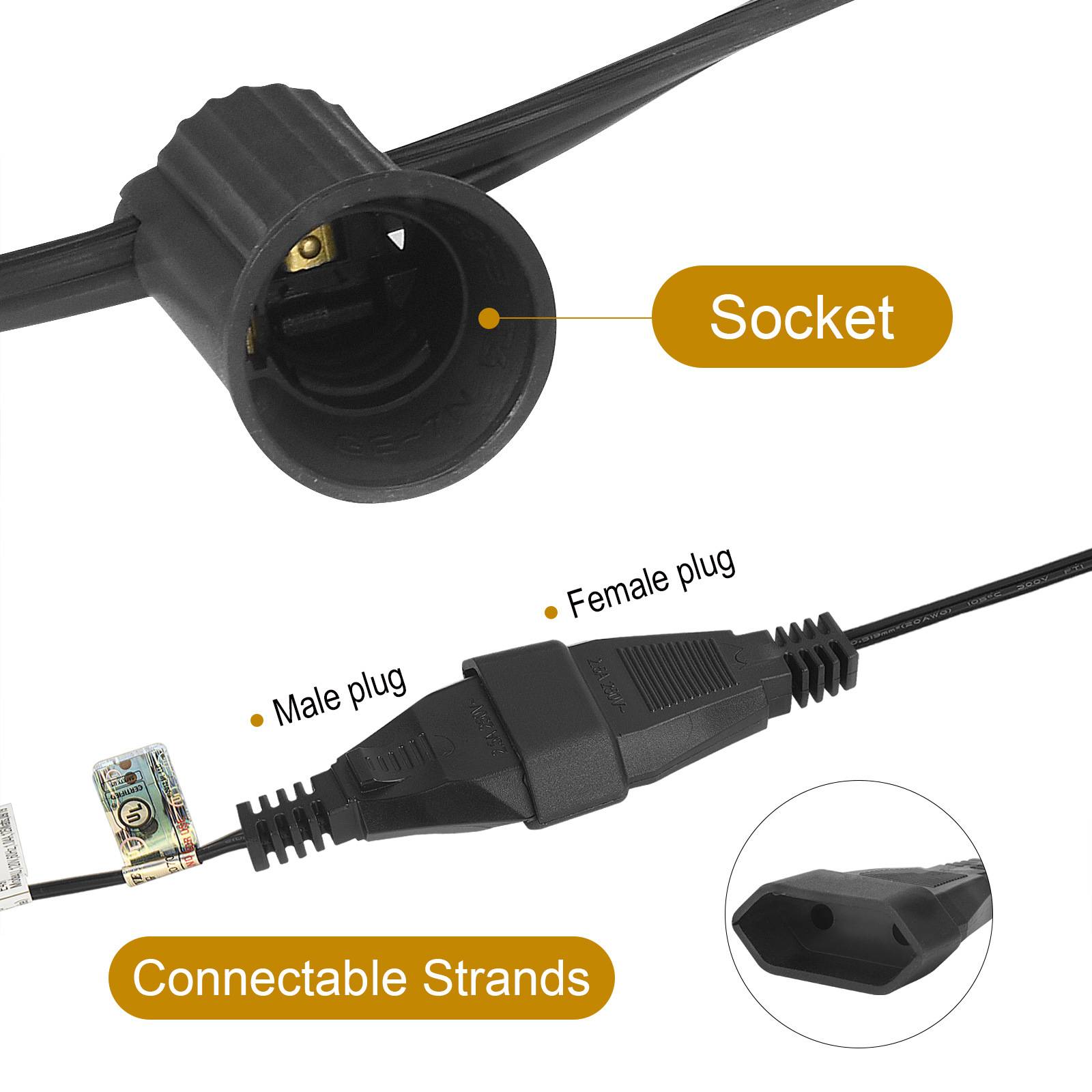 欧规50FT25LED灯串 高压0.6W串联圣诞节日复古G40LED灯串
