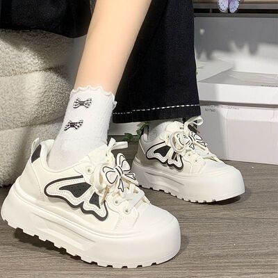 蝴蝶小白鞋女款2025新款夏季百搭厚底板鞋子女多巴胺休闲运动鞋女