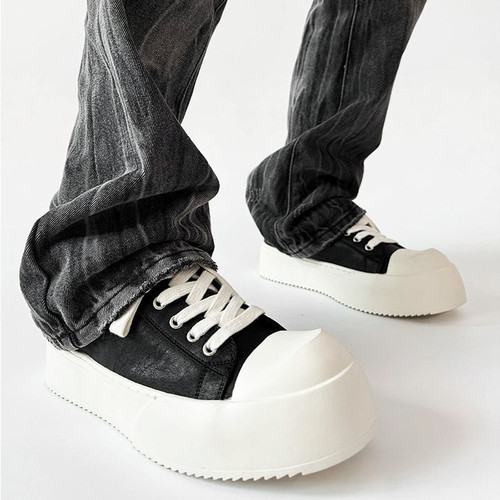 板鞋男款休闲百搭ins潮鞋潮牌高级感痞帅美式高街厚底米奇大头鞋