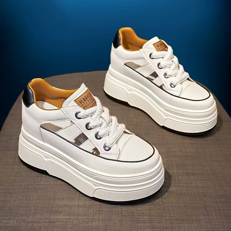 包头凉鞋女款2025夏季新款透气镂空休闲小白鞋百搭厚底内增高女鞋