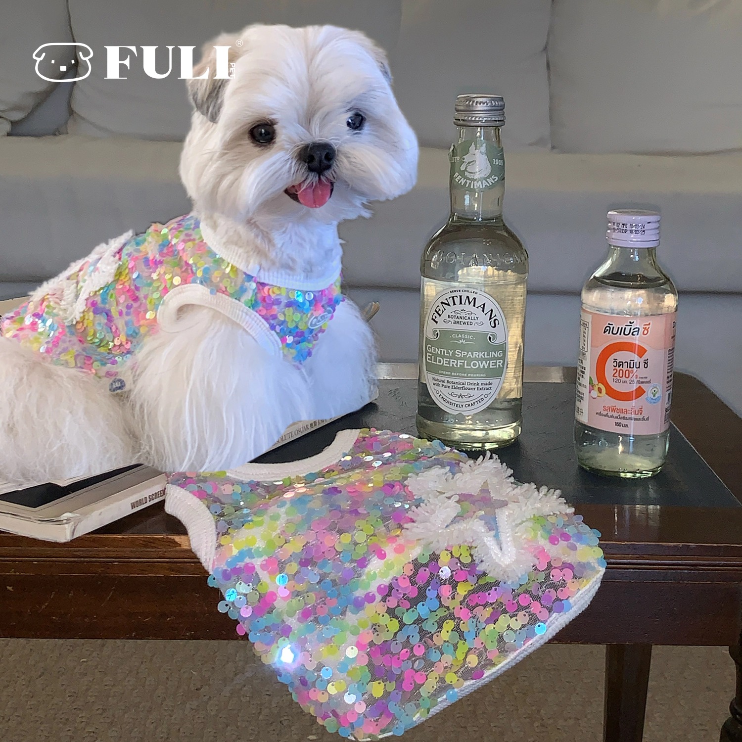 FULIPET「闪闪」小狗音乐节.亮片背心.假日系列.西施犬马尔济斯
