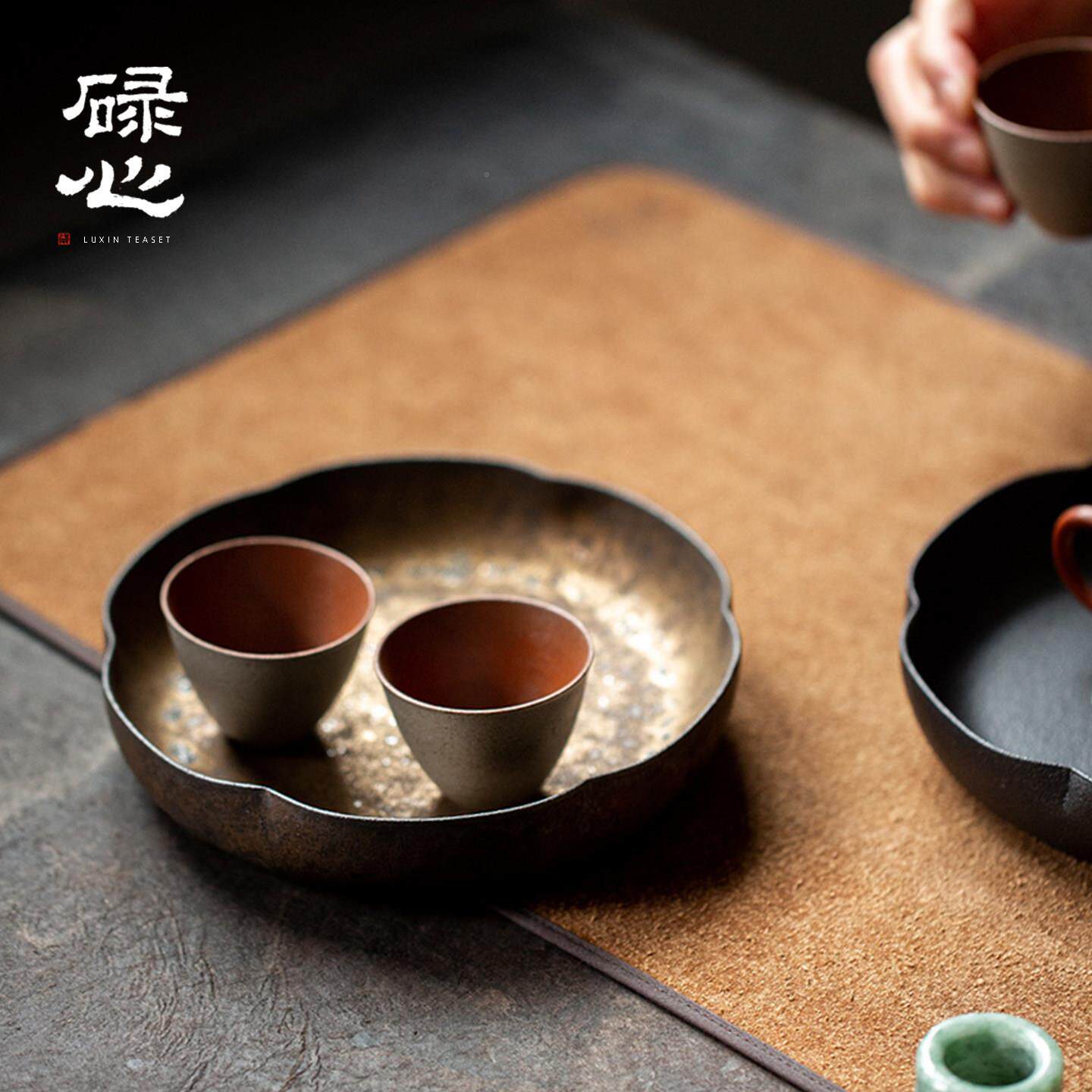 碌 心 250粗陶花口茶壶承壶承干泡台家用茶具配件杯托茶壶垫道零
