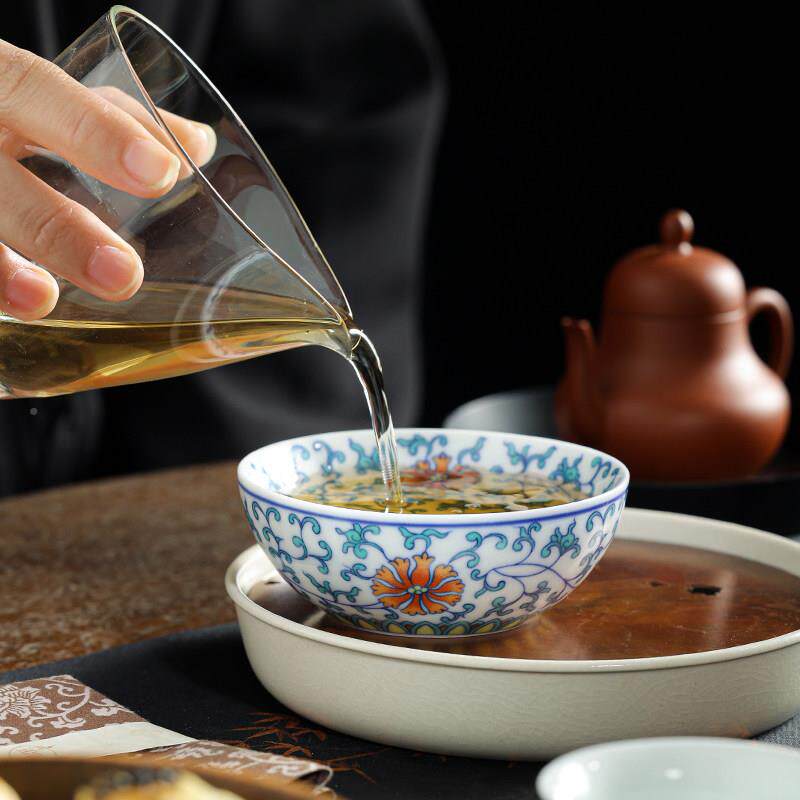 花斗青彩普洱茶个人专用功夫B8816茶具高档大号杯人主杯陶瓷单杯