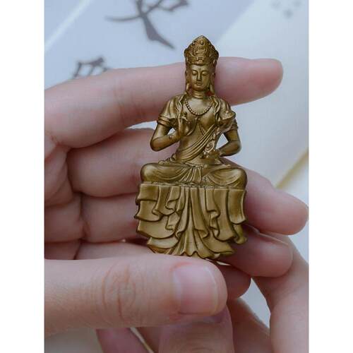 简修普贤菩萨摆件文殊饰普佛BZI像黄铜像雕行像随身佛禅意家贤居