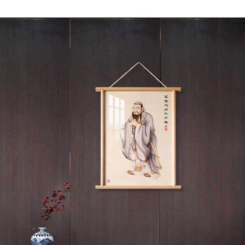 孔子入户玄关圣贤画像卧室茶室孔夫子义挂装仁饰121画画国学摆件