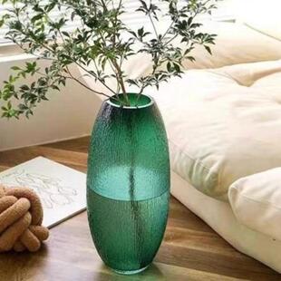 特大号富竹玻璃瓶轻奢花落地贵水培马木雪柳乾燥醉树枝插花瓶客pc