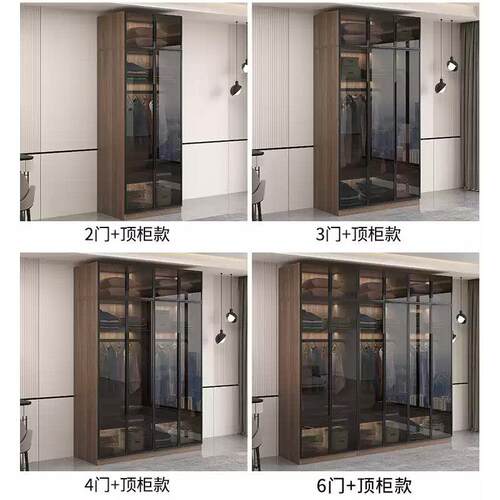 定玻璃衣柜用卧室安60cm深儿童免装轻制奢转角衣帽家间实用木对开