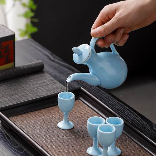 陶瓷盅酒杯烈酒杯高ZTD脚杯中式小旅酒酒杯行白分酒具酒壶套装醋