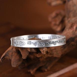 网红-足银大随求陀罗尼手镯教系文化经文银饰手环复古风饰品