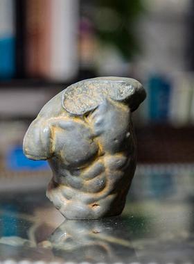 古希腊男性躯干欧式艺术桌面装饰人物小摆件仿铸铁雕塑手工装饰品