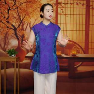 2025夏季 上衣 新款 桑蚕丝复古浮光锦奥黛旗袍高级洋气轻奢中长款