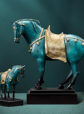 黄铜马摆件青铜唐三彩马生肖工艺礼品办公室家居玄关摆饰开业送礼